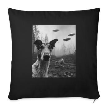 Chien - Alien Selfie Barzoi Ovni - Housse de coussin décorative 45 x 45 cm - noir - Devant