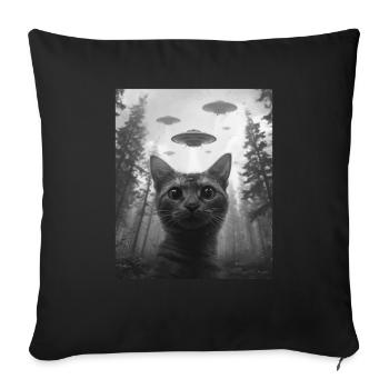 Cat - Alien Selfie Burmilla UFO - Sofa pillowcase 17,3'' x 17,3'' (45 x 45 cm) - black - Front