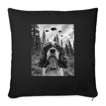 Hund - Alien Selfie Cavalier UFO - Sofakissenbezug 45 x 45 cm - Schwarz - Vorne