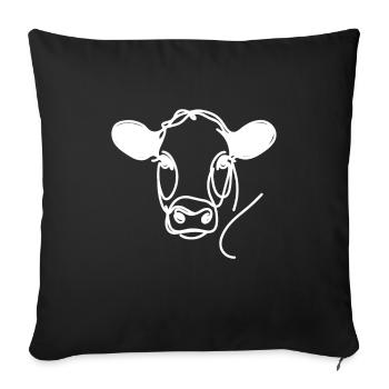 Line Art Papa Maman Vache - Black Angus - Housse de coussin décorative 45 x 45 cm - noir - Devant