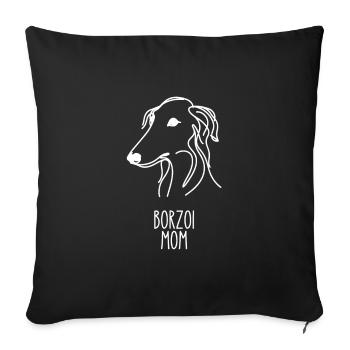 Line Art Mom - Barzoï - Housse de coussin décorative 45 x 45 cm - noir - Devant