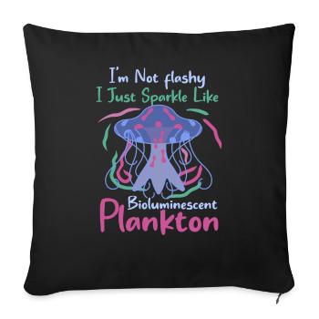 Plancton bioluminescent - Animal marin - Housse de coussin décorative 45 x 45 cm - noir - Devant