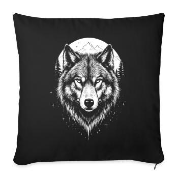 Wolf Forest Nature sauvage Animaux sauvages - Housse de coussin décorative 45 x 45 cm - noir - Devant