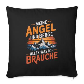 Angeln Fischen in der Natur lustiger Spruch - Sofakissenbezug 45 x 45 cm - Schwarz - Vorne
