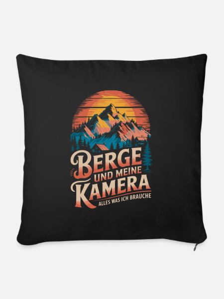 Kamera und Berge Landschaftsfotograf Naturfotograf - Sofakissenbezug 45 x 45 cm - Schwarz