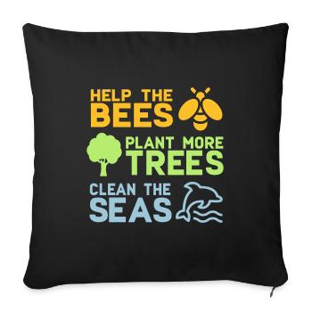Aidez les abeilles à planter plus d'arbres | Forêt arbres nature - Housse de coussin décorative 45 x 45 cm - noir - Devant