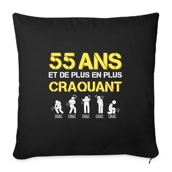 55 Ans Cadeau Anniversaire Homme Cinquantaine - Housse de coussin décorative 45 x 45 cm - noir - Devant