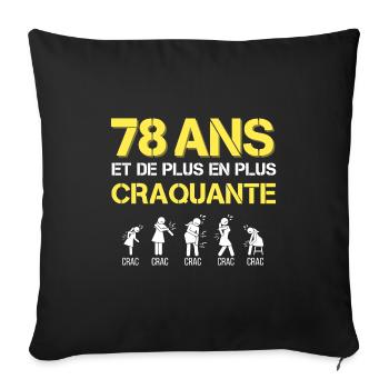t-shirt humour anniversaire mamie cadeau femme - Housse de coussin décorative 45 x 45 cm - noir - Devant