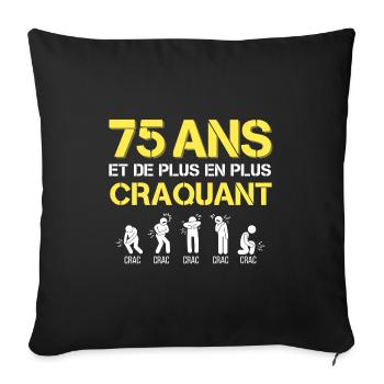 75 Ans Cadeau Homme Humour Papy - Housse de coussin décorative 45 x 45 cm - noir - Devant