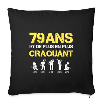 Cadeau homme anniversaire Homme humour papy 79 ans - Housse de coussin décorative 45 x 45 cm - noir - Devant
