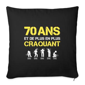 Anniversaire 70 ans Cadeau Homme Cadeau Papy - Housse de coussin décorative 45 x 45 cm - noir - Devant