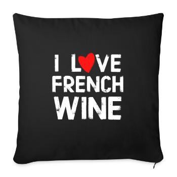 J'adore Le Vin Français Cadeau Drôle - Housse de coussin décorative 45 x 45 cm - noir - Devant