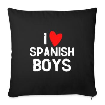 j'adore les garçons espagnols - Housse de coussin décorative 45 x 45 cm - noir - Devant