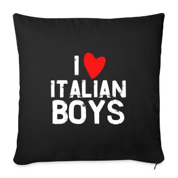 j'adore les garçons italiens - Housse de coussin décorative 45 x 45 cm - noir - Devant