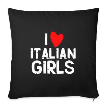 j'adore les filles italiennes - Housse de coussin décorative 45 x 45 cm - noir - Devant