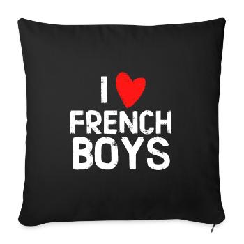 J'adore les Garçon Français - Housse de coussin décorative 45 x 45 cm - noir - Devant