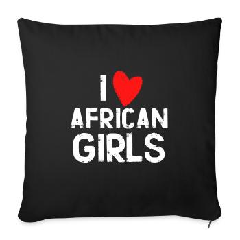 t-shirt humor I love African girls - Sofa pillowcase 17,3'' x 17,3'' (45 x 45 cm) - black - Front