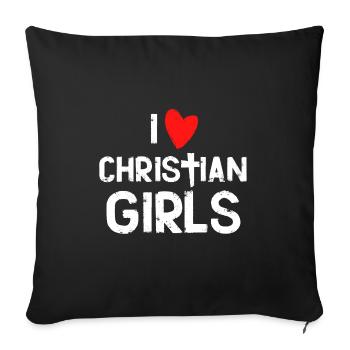 j'adore les filles chrétiennes - Housse de coussin décorative 45 x 45 cm - noir - Devant