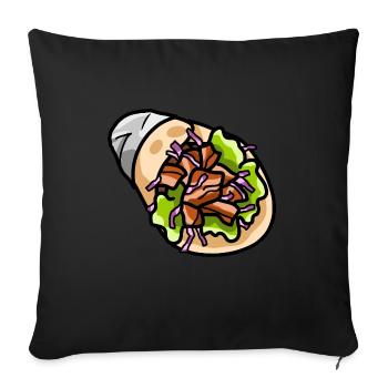 Lahmacun Döner Kebab Dürüm Yufka Sandwich Chou Rouge - Housse de coussin décorative 45 x 45 cm - noir - Devant