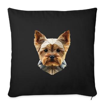 Yorkshire Terrier Low Poly Art Design - Housse de coussin décorative 45 x 45 cm - noir - Devant