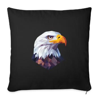 Eagle Head Low Poly Logo Design - Sofa pillowcase 17,3'' x 17,3'' (45 x 45 cm) - black - Front