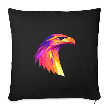 Eagle Head Low Poly Logo Design - Sofa pillowcase 17,3'' x 17,3'' (45 x 45 cm) - black - Front