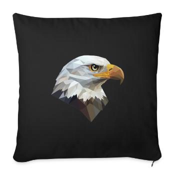 Eagle Head Low Poly Art Logo Design - Sofa pillowcase 17,3'' x 17,3'' (45 x 45 cm) - black - Front