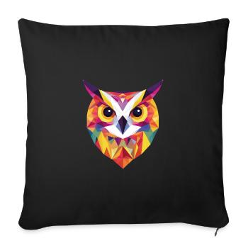 Low Poly Owl – un design moderne pour les petits malins - Housse de coussin décorative 45 x 45 cm - noir - Devant
