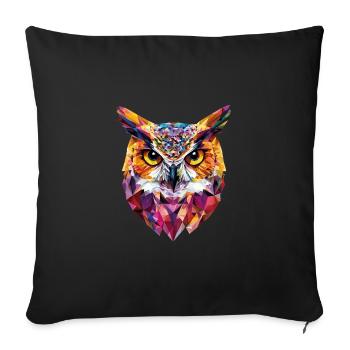 Low Poly Owl – un design moderne pour les petits malins - Housse de coussin décorative 45 x 45 cm - noir - Devant