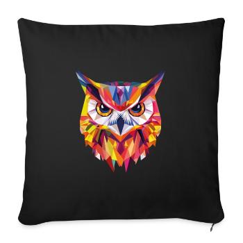 Low Poly Owl – un design moderne pour les petits malins - Housse de coussin décorative 45 x 45 cm - noir - Devant