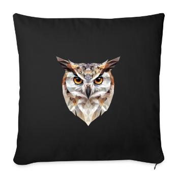Low Poly Owl – un design moderne pour les petits malins - Housse de coussin décorative 45 x 45 cm - noir - Devant