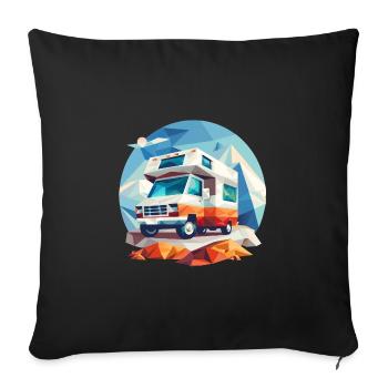 Low Poly Camping Adventure – Modern Retro Look - Sofa pillowcase 17,3'' x 17,3'' (45 x 45 cm) - black - Front
