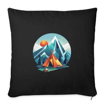 Low Poly Camping Adventure – Retro Summer Look - Sofa pillowcase 17,3'' x 17,3'' (45 x 45 cm) - black - Front