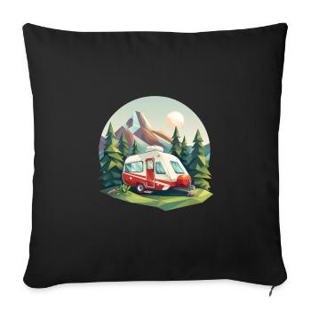 Oldschool Camping – Modern in a Low Poly Look - Sofa pillowcase 17,3'' x 17,3'' (45 x 45 cm) - black - Front