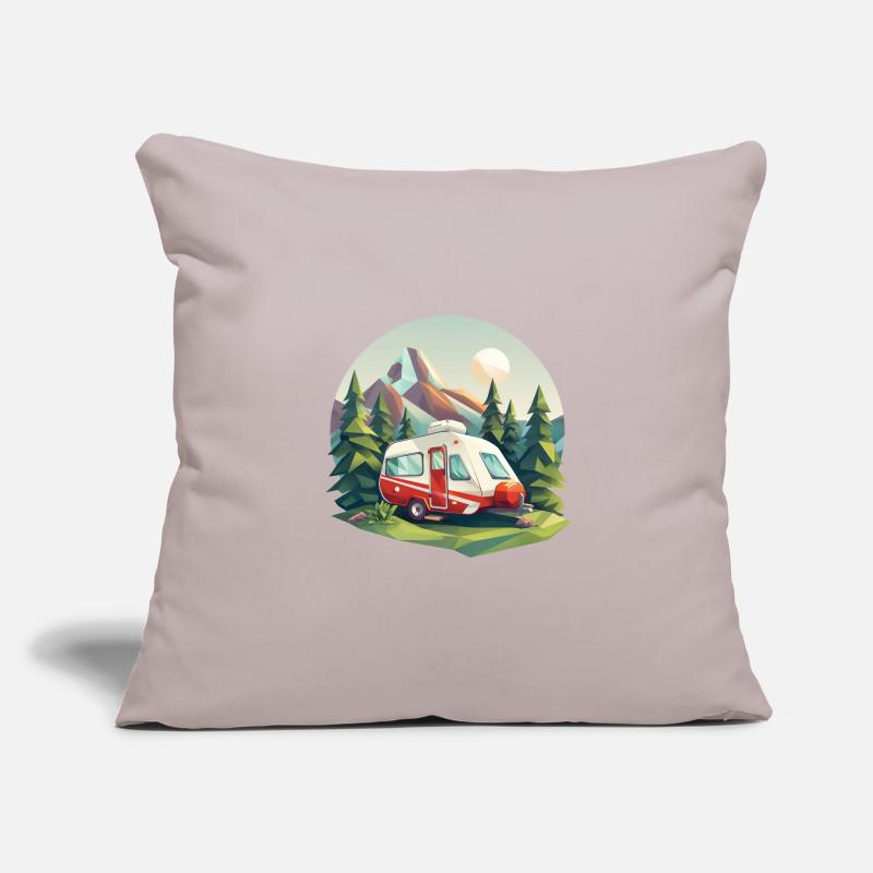 Camping à l’ancienne – Moderne dans un look low poly Housse de coussin décorative 45 x 45 cm