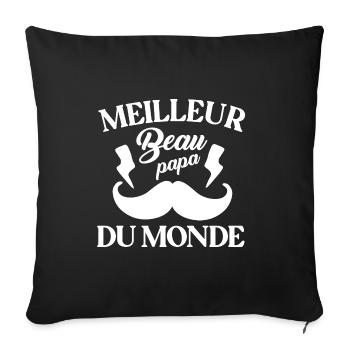 Meilleur beau papa du monde t-shirt beau père - Housse de coussin décorative 45 x 45 cm - noir - Devant