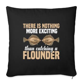 Fludern Fishing - Pêche à la plie - Dictons de pêcheur - Housse de coussin décorative 45 x 45 cm - noir - Devant