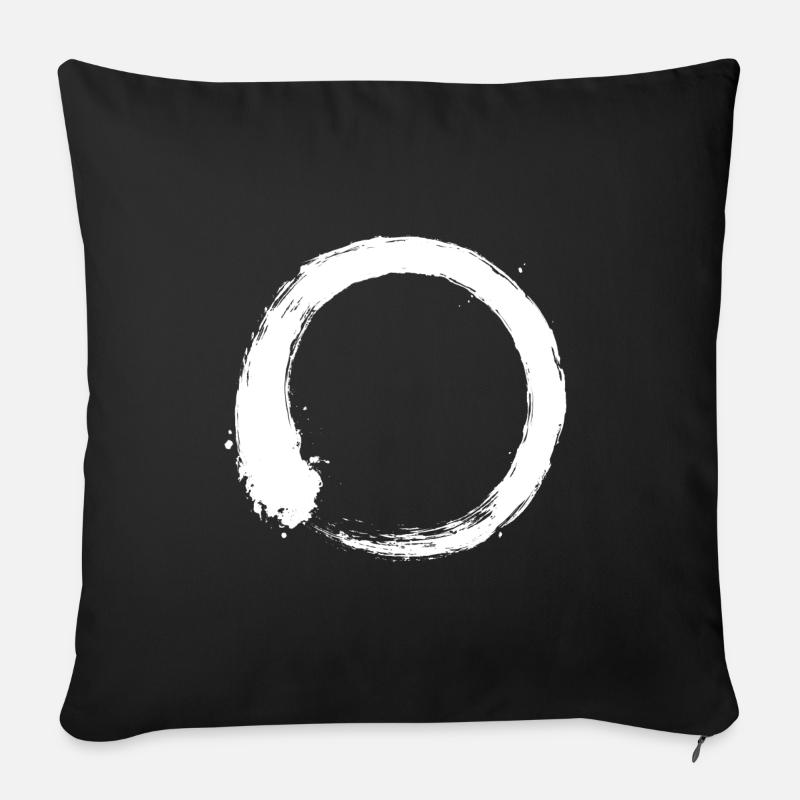 Enso Zen Kreis weiß - Sofakissenbezug 45 x 45 cm - Schwarz