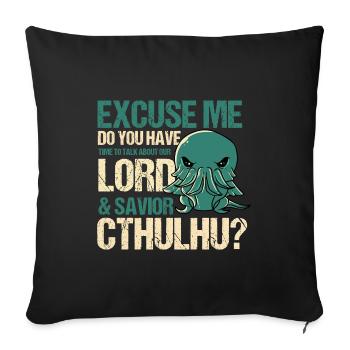 M. &Sauveur Cthulhu Kawaii religion parodie - Housse de coussin décorative 45 x 45 cm - noir - Devant