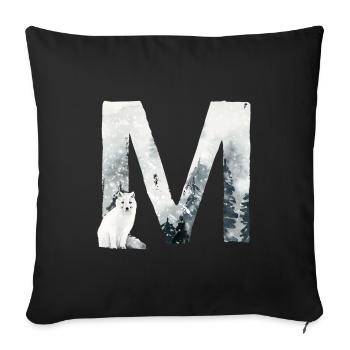 M – caractère décoratif – hiver - Housse de coussin décorative 45 x 45 cm - noir - Devant