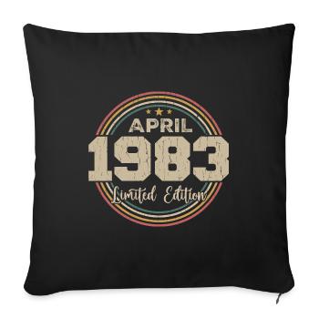 April 1983 Retro April 1983 Birthday Gift - Sofa pillowcase 17,3'' x 17,3'' (45 x 45 cm) - black - Front