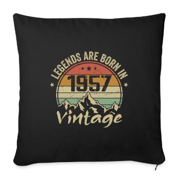 Cadeau Anniversaire 1957 Vintage 1957 Retro 1957 - Housse de coussin décorative 45 x 45 cm - noir - Devant