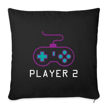 Joueur 2 Joueur - Housse de coussin décorative 45 x 45 cm - noir - Devant