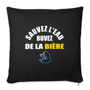Sauvez l'eau buvez de la bière t-shirt homme - Housse de coussin décorative 45 x 45 cm - noir - Devant