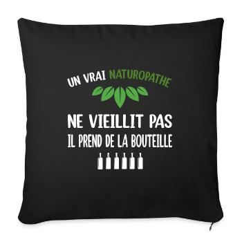 Un vrai naturopathe ne vieillit pas t-shirt - Housse de coussin décorative 45 x 45 cm - noir - Devant