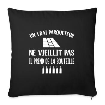 Un vrai parqueteur ne vieillit pas t-shirt homme - Housse de coussin décorative 45 x 45 cm - noir - Devant