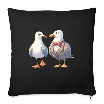 Mouettes Couple Costume Mouette Côte de la Mer du Nord Amour - Housse de coussin décorative 45 x 45 cm - noir - Devant