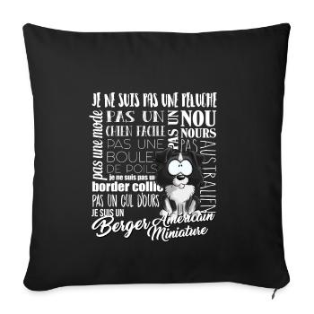 Je Suis Berger Américain Miniature - noir blancFR - Housse de coussin décorative 45 x 45 cm - noir - Devant