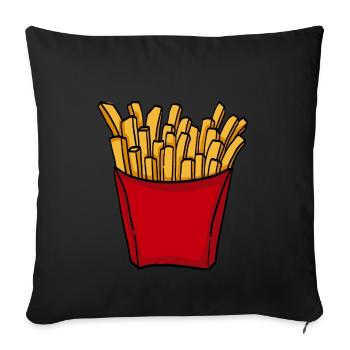 cuisine française fast food frites Love Food - Housse de coussin décorative 45 x 45 cm - noir - Devant