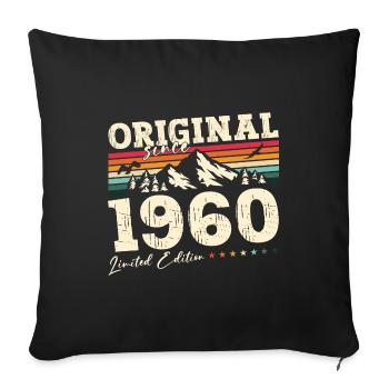65e anniversaire Original juin 1960 Né en 1960 - Housse de coussin décorative 45 x 45 cm - noir - Devant